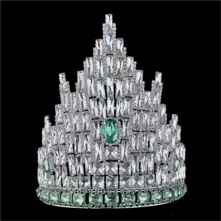 8 Inč Ljepota Custom Green Rhinestone Izbor Krune Crystal Adjust Miss staklenog kamenja Tiara